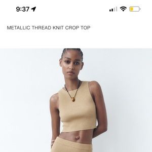 Metallic crop knit top and skirt set